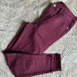 Like New! Talbots Denim Jegging Ankle Jeans Burgandy 2 Petite